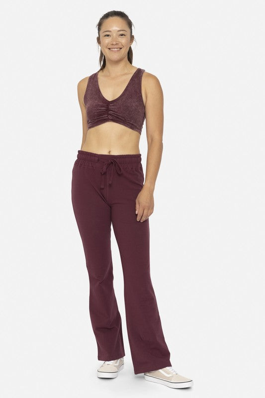 Mono B Drawstring Flared Pants In Plum